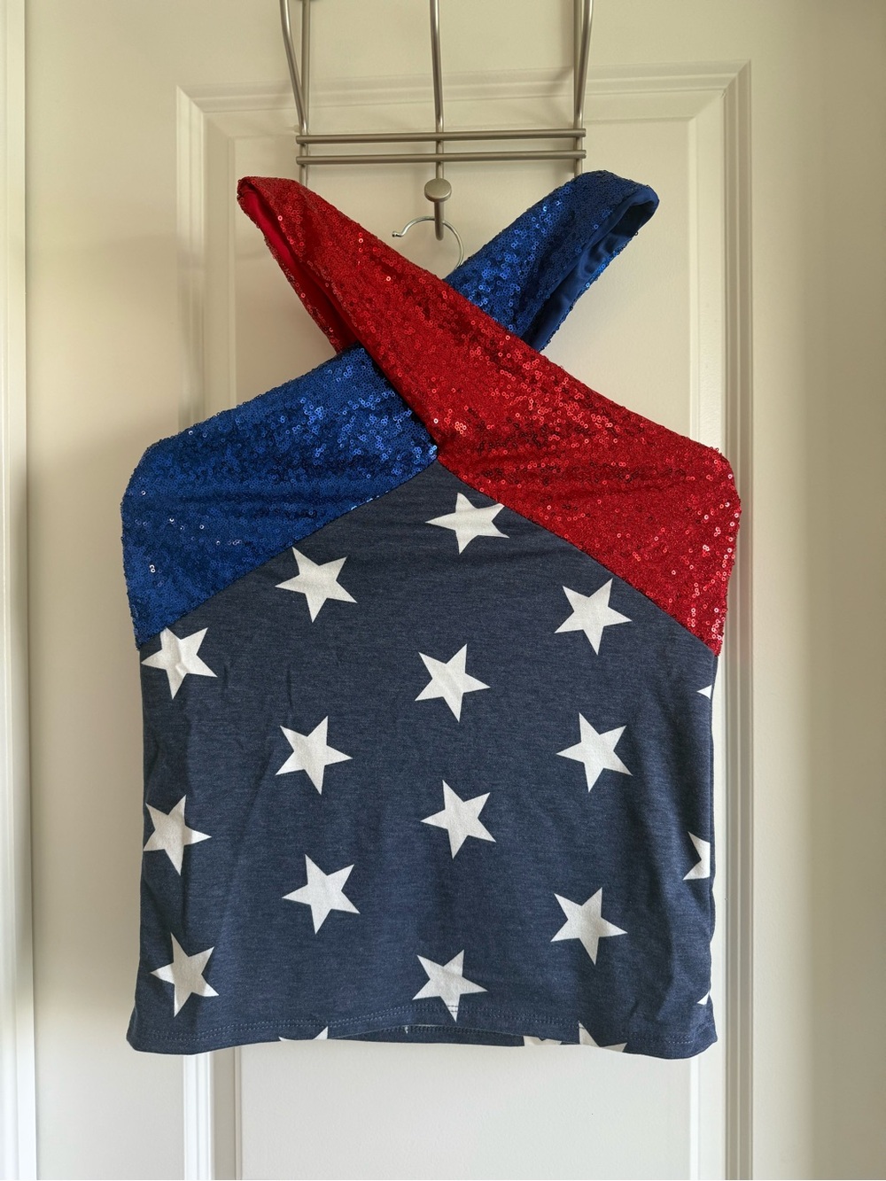 VICI Collection Patriotic American Flag Sequin Halter Top